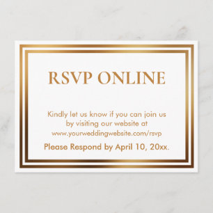 Carte D'accompagnement RSVP en ligne Bordures or simples et élégantes sur