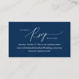 Carte D'accompagnement RSVP en ligne, Moderne Simple Marine Bleu Script E
