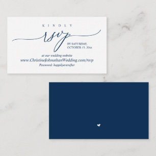 Carte D'accompagnement RSVP en ligne, Moderne Simple Marine Calligraphie 