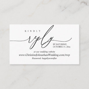 Carte D'accompagnement RSVP en ligne, Moderne Simple Noir Calligraphie En
