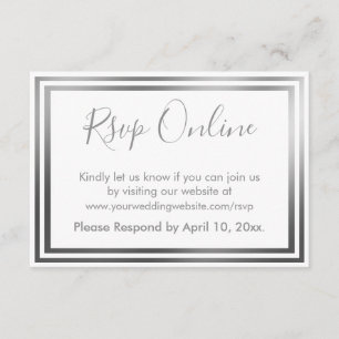 Carte D'accompagnement RSVP en ligne Simple Elegant ton et blanc en argen