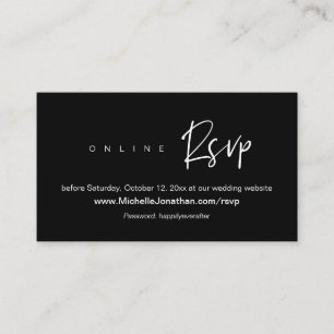 Carte D'accompagnement RSVP en ligne, site Mariage, mot de passe, rappel