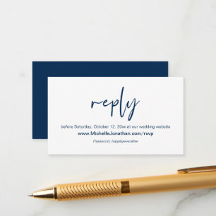 Carte D'accompagnement RSVP en ligne, site web Mariage, Mot de passe rapp