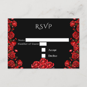 Carte D'accompagnement RSVP Fairytale Red Roses Mariage