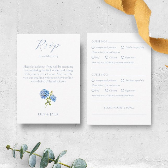 Carte D'accompagnement RSVP Hydrangea Mariage invité RSVP (Créateur téléchargé)