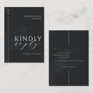 Carte D'accompagnement RSVP minimal ultra-moderne noir et blanc