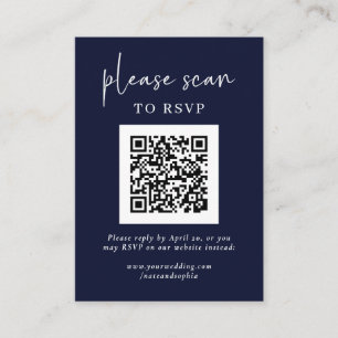 Carte D'accompagnement RSVP moderne simple avec code QR   bleu marine