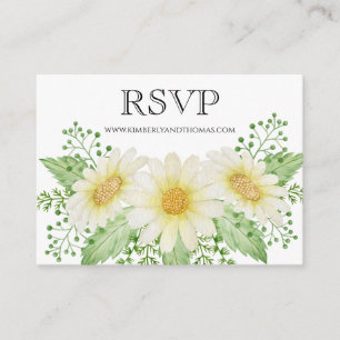 Carte D'accompagnement RSVP Online Daisy Watercolor Mariage Floral