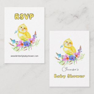 Carte D'accompagnement RSVP Online Little Chick Baby shower Website