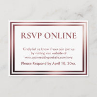 RSVP Online Simple Elegant Rose Gold sur Blanc