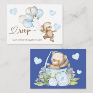 Carte D'accompagnement RSVP Online Teddy Bear Bear Baby shower Ours Bébé