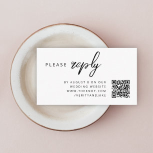 Carte D'accompagnement RSVP pour mariage   QR Code minimaliste Nettoyer s