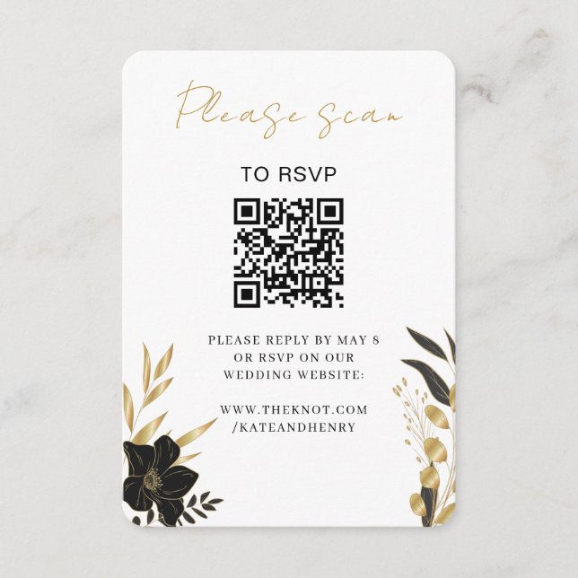 Carte D'accompagnement RSVP pour mariage | QR Code Moderne Design Blanc O (Devant)