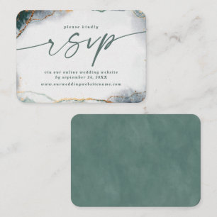Carte D'accompagnement RSVP pour un site de mariage moderne abstrait vert