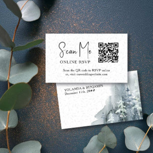 Carte D'accompagnement RSVP QR Code en ligne Forêt de neige Mariage d'hiv