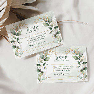 Carte D'accompagnement RSVP Quinceanera Vert Tendre Or