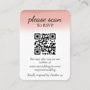 Carte D'accompagnement RSVP rose Dusty moderne avec code QR