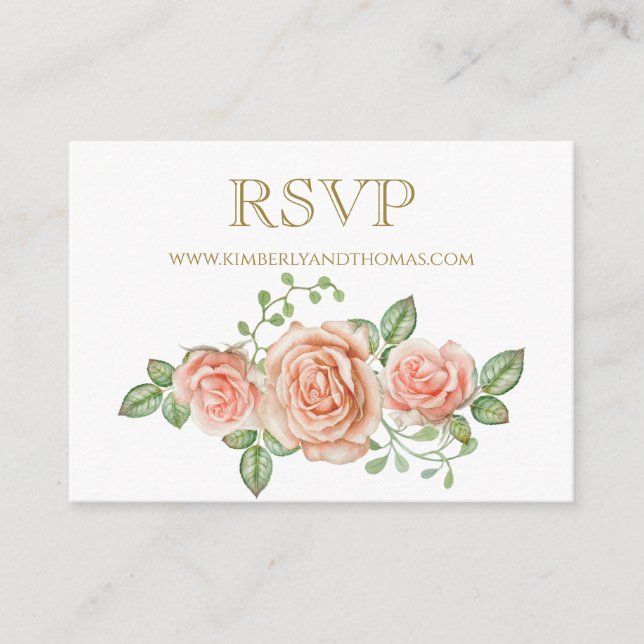 Carte D'accompagnement RSVP Roses en ligne Aquarelle Mariage Floral (Devant)
