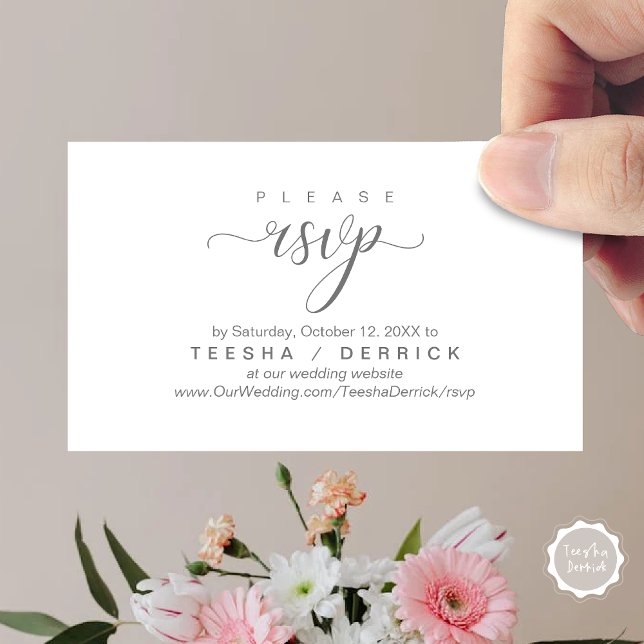 Carte D'accompagnement RSVP Site Mariage Rappel, Classique moderne (RSVP Wedding Website Reminder, Modern Classy Enclosure Card, in Dark Grey)