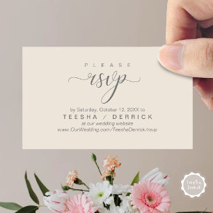 Carte D'accompagnement RSVP Site Mariage Rappel, Classique moderne