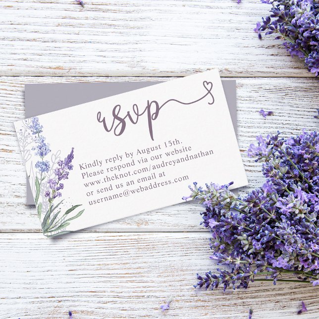 Carte D'accompagnement RSVP Site Web Mariage Elegant Lavender Floral (Créateur téléchargé)