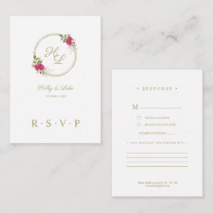 Carte D'accompagnement RSVP Sophisticated Rose Floral Mariage Wreath