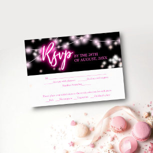 Carte D'accompagnement RSVP Thème Rose Néofluorescent pour Bat Mitzvah