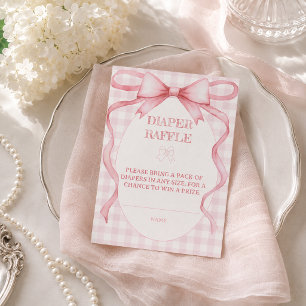 Carte D'accompagnement Ruban à nœud de raphia de couche rose aquarelle Mi