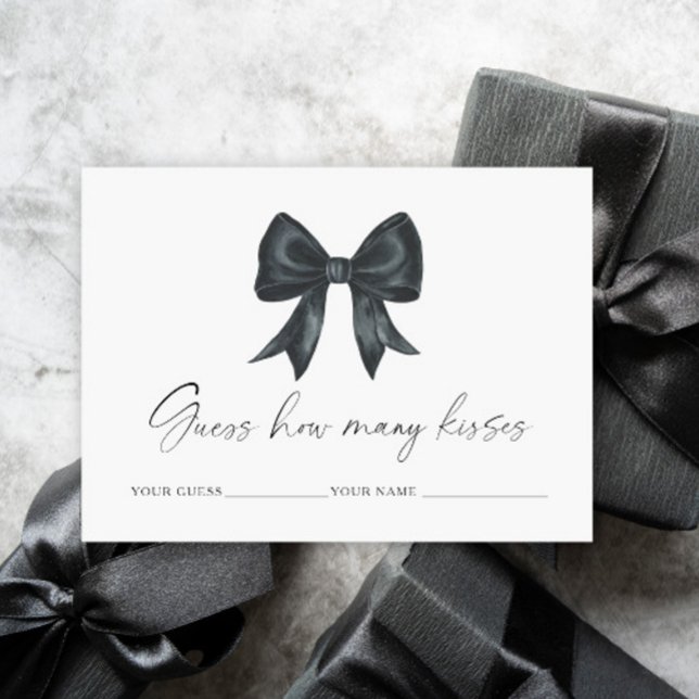 Carte D'accompagnement Ruban noir Combien de baisers jeu de mariage (Créateur téléchargé)