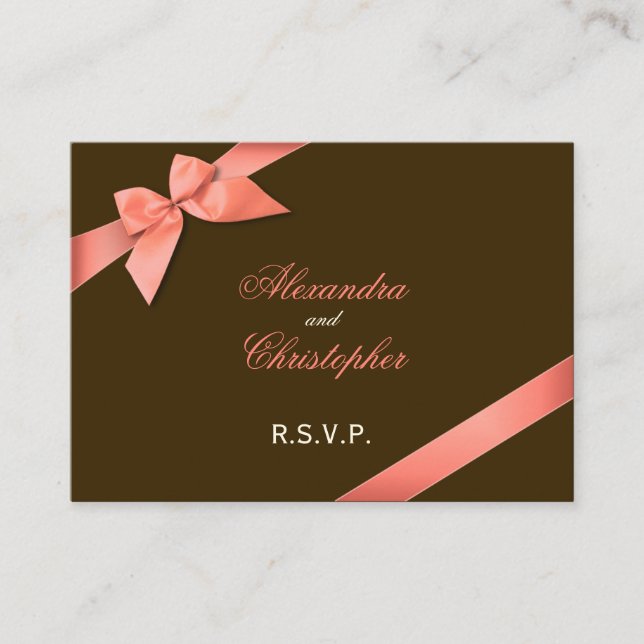 Carte D'accompagnement Ruban rouge corail RSVP Minicard (Devant)