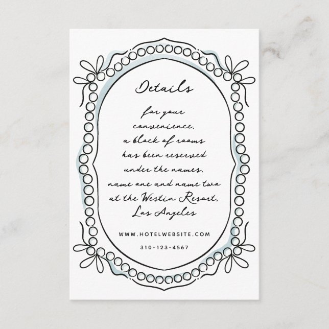 Carte D'accompagnement Rubans et perles en stylo et en encre (Devant)