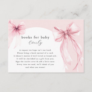 Carte D'accompagnement Rubans roses modernes pour livres en arc pour bébé