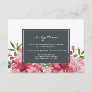 Carte D'accompagnement Ruby Pink Peony Floral Mariage botanique