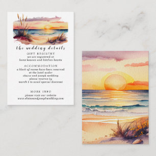 Carte D'accompagnement Russe aquarelle Sunset Beach Mariage