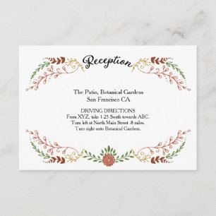 Carte D'accompagnement Russe Bohémien Automne Floral Mariage Wreath