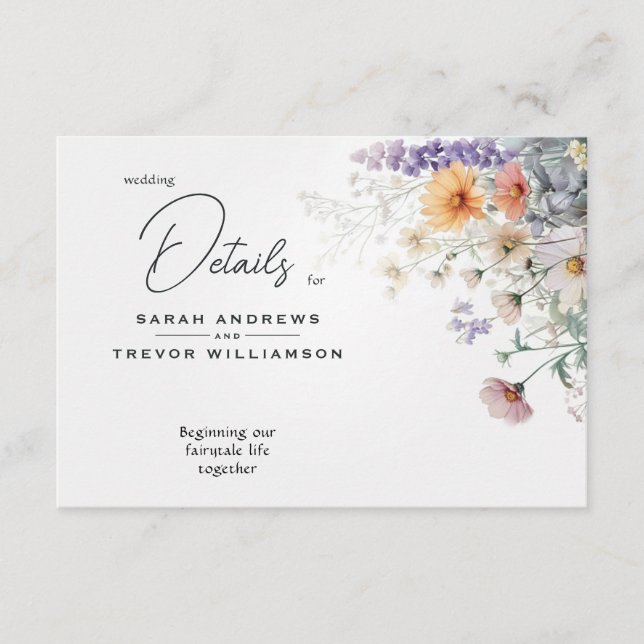 Carte D'accompagnement Russe Boho Fleurs sauvages d'aquarelle (Devant)