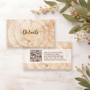 Carte D'accompagnement Russe Mariage Wood Grain Détails QR code personnal