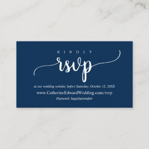 Carte D'accompagnement Russe moderne, Navy Blue, site web de RSVP en lign