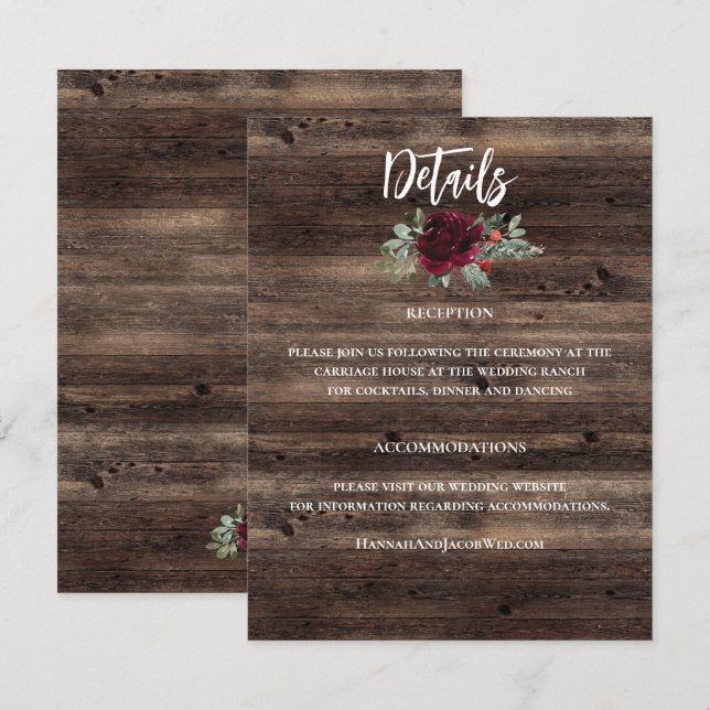 Carte D'accompagnement Russe Noël Mariage bois d'hiver (Devant / Derrière)