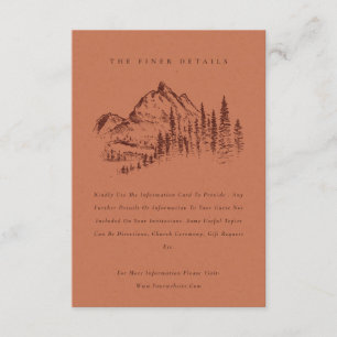 Carte D'accompagnement Rust Pine Woods Mountain Sketch Détails du Mariage