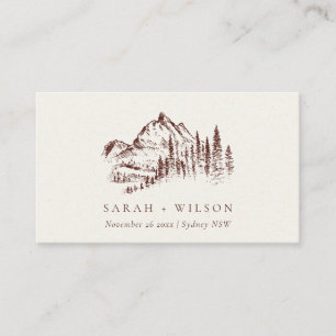 Carte D'accompagnement Rust Pine Woods Mountain Sketch Mariage Website