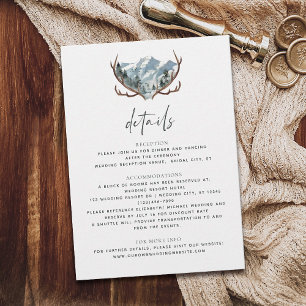 Carte D'accompagnement Rustic Antlers Mountain Détails du Mariage