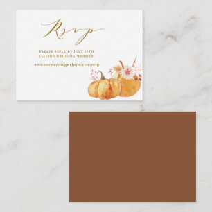Carte D'accompagnement Rustic Automne Citrouille Site Mariage RSVP Gold