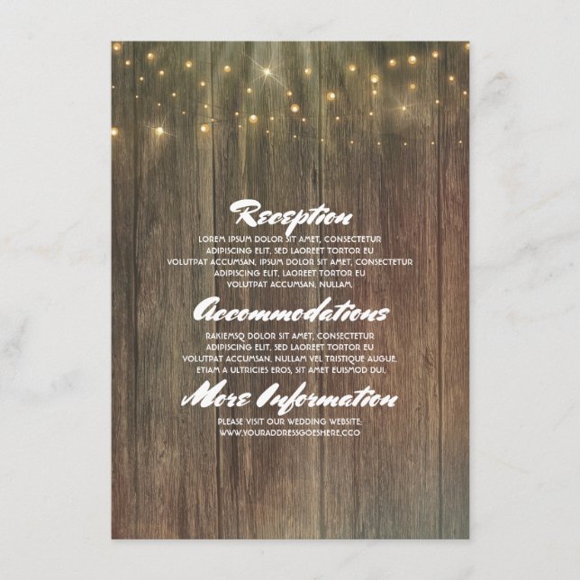 Carte D'accompagnement Rustic Barn Wood Détails du Mariage - Information (Devant)