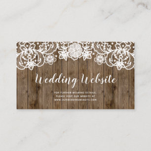Carte D'accompagnement Rustic Barn Wood Lace Calligraphie Mariage Site We