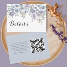 Rustic Blue Floral QR Code Détails du Mariage