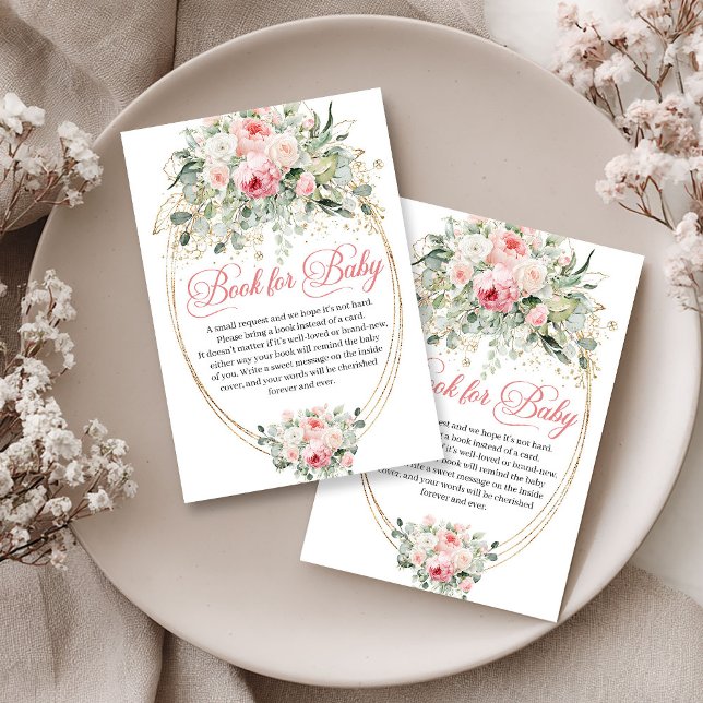 Carte D'accompagnement Rustic Blush and Gold Floral Book Request (Rustic Blush and Gold Floral Book Request)