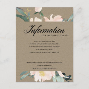CARTE D'ACCOMPAGNEMENT RUSTIC BLUSH KRAFT GOLD FLORAL MARIAGE INFORMATION