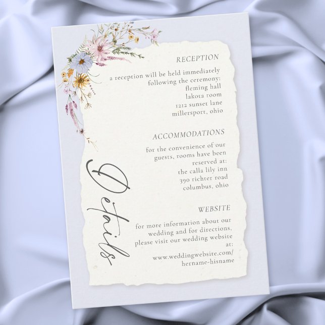 Carte D'accompagnement Rustic Blush Pink Romantic Wildflower Wedding (Rustic Blush Pink Romantic Wildflower Wedding Enclosure Card)