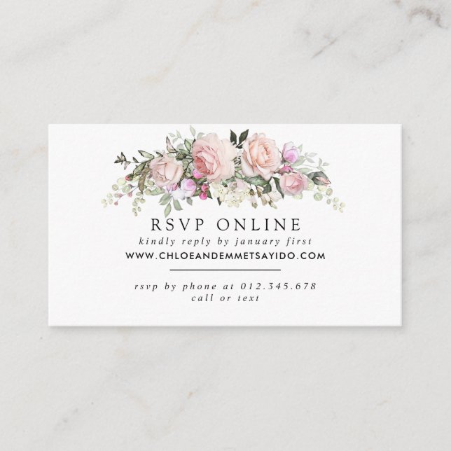 Carte D'accompagnement Rustic Blush rose Floral Site Mariage RSVP (Devant)